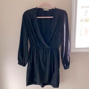 V Neck Wrap Little Black Dress